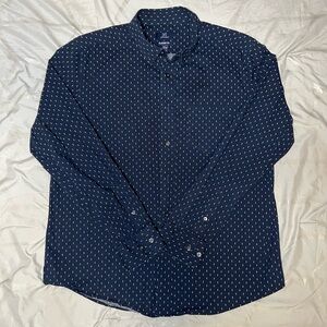 George Men's Dark Blue Patterned Button Down Shirt